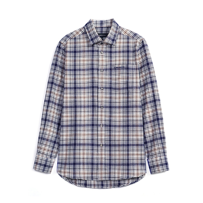 伦敦雾大格子单袋蓝色商务衬衫