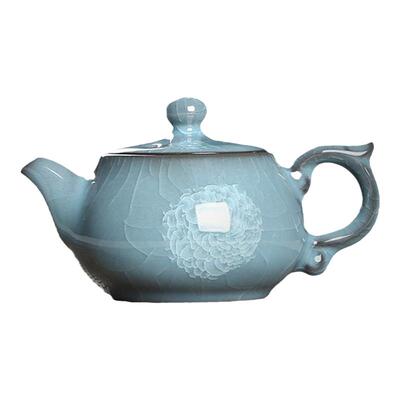 哥窑黑冰冰裂手工茶壶