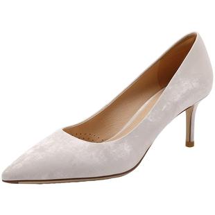 百丽女鞋子新款通勤婚鞋上班穿浅口单鞋细高跟浅口单鞋3J409CQ4