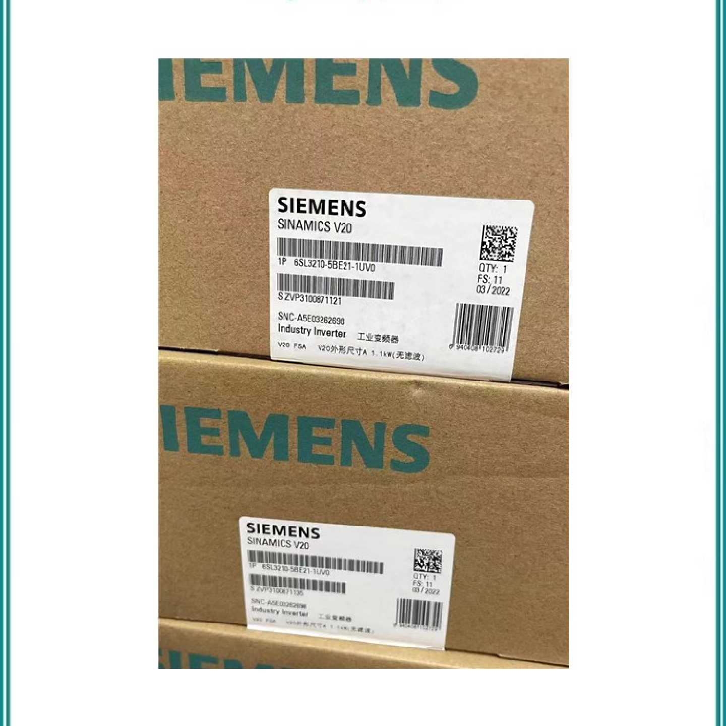 议价6SL3210-5BE21-1UV0 V20变频器 1.1KW西门子6SL32105BE211UV0