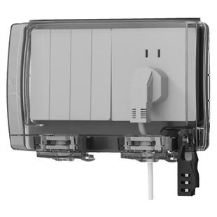 户外86型二联二排防水盒二位开关插座连体带挂锁卡扣保护盖防水罩