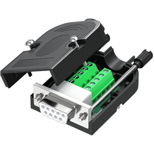 薄DB9免焊接头RS232串口9针连接器485插头COM口232金属壳免焊插头