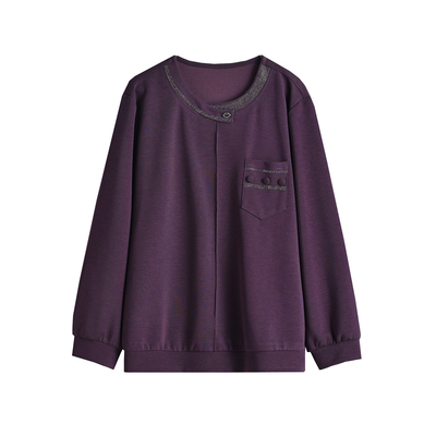 50多岁妈妈洋气上衣长袖T恤新款