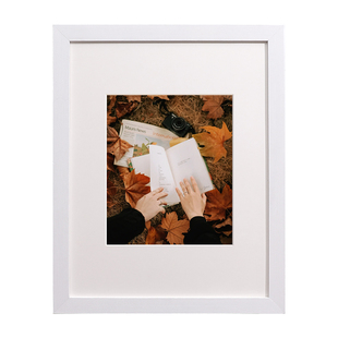 白色实木画框照片墙展示墙相框挂墙高级感挂画组合空框展示框定制