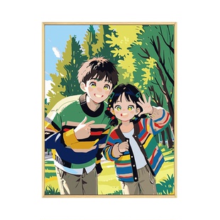 照片定制卡通数字油画diy填色手工情侣男友生日礼物丙烯画装饰画