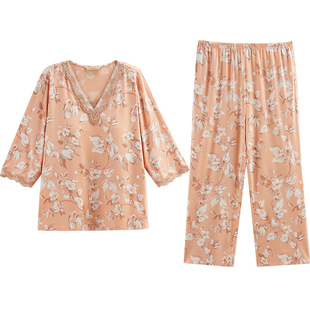 秋鹿带胸垫纯棉睡衣女士家居服套装可外穿今年流行2026春秋季新款