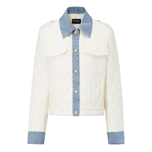 【90捷克白鸭绒】FF仿佛冬季新款截短式撞色牛仔拼接羽绒服女外套