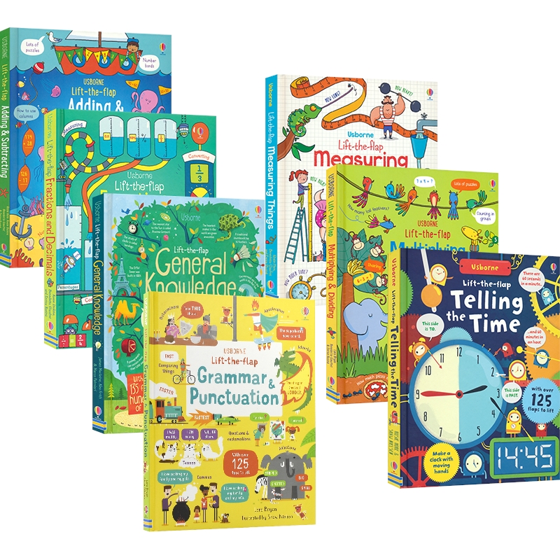 Usborne Lift-the-flap Adding And Subtracting 尤斯伯恩 学科入门翻翻书 加减乘除 分数与小数 测量 时间 语法与标点 英文原版