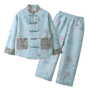 男童日常汉服春秋2025新款儿童中式国学古装男孩亭台楼阁国风套装