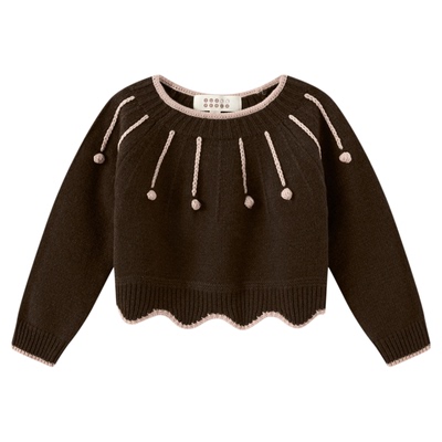 Little Dua perla FW25新款秋冬纯羊毛棕色流星上衣裤子套装