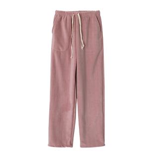 加厚加绒冬季睡裤女士珊瑚绒直筒经典纯色家居长裤可外穿保暖棉裤
