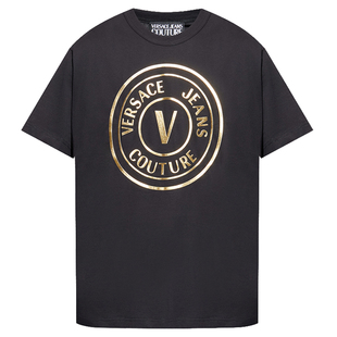Versace/范思哲男士奢潮金标时尚休闲圆领短袖T恤 79GAHT01 CJ00T