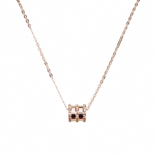 18K金ins小蛮腰项链女黄金玫瑰金转运珠锁骨链纯银本命年个性气质