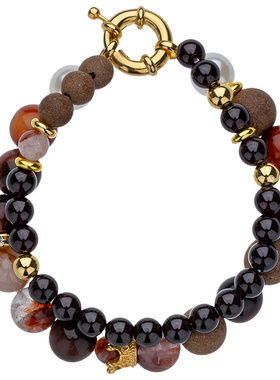 【新品】中药合香珠石榴石水晶多宝手串手链女马年本命年礼物手饰