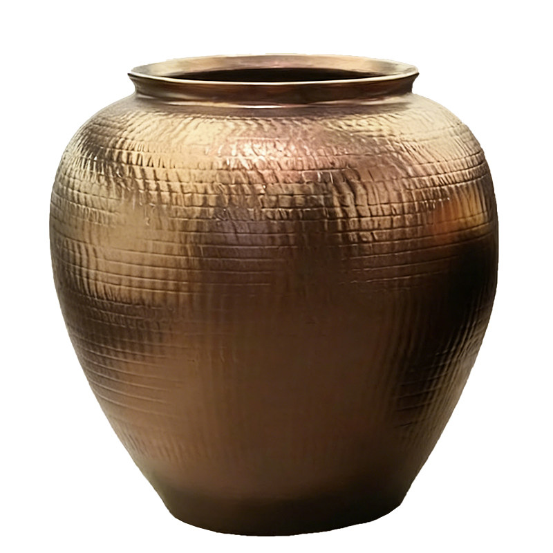 金色花瓶落地陶罐涌泉坛子插花器
