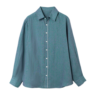 Sue.M法国进口色织亚麻衬衫女士