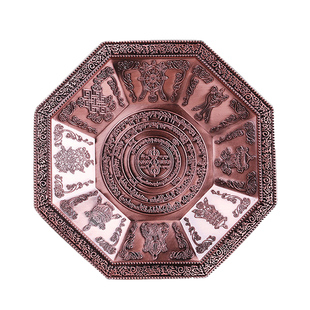 烟供炉烟供盘家用八角八吉祥中阴焦烟zou轮小号火供盆12cm烟供盘