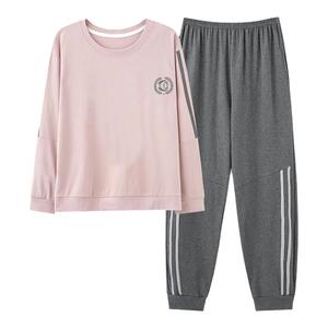 南极人睡衣女士春秋款纯棉长袖家居服可外穿秋季薄款休闲大码套装