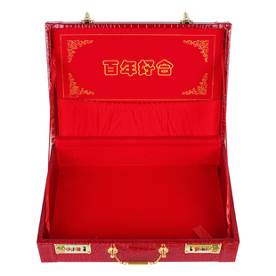 结婚彩礼钱箱密码锁木质彩礼钱盒子手提箱订婚礼金箱定亲礼金盒