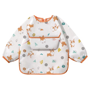 儿童罩衣宝宝吃饭围兜防水防油男女宝自主进食围裙可外穿长袖护衣