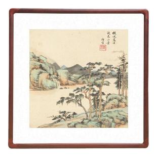 王时敏仿古山水画有框中式客厅餐厅装饰画办公室挂画玄关斗方字画