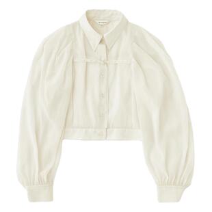 MOUSSY 早春新品法式优雅泡泡袖透视碎花衬衫女010HS730-1620