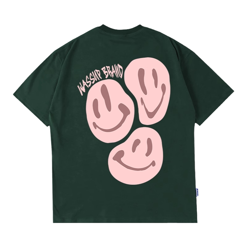WASSUP笑脸t恤潮牌短袖