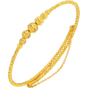 周六福5G黄金手镯足金计价金珠珠串镯子送女友妇女节礼物