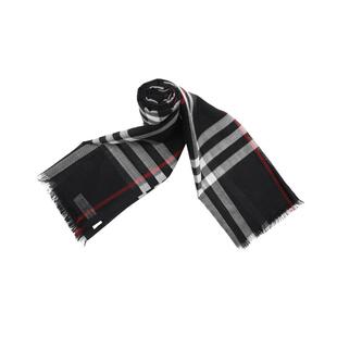 【自营】BURBERRY/博柏利女士格纹桑蚕丝羊毛混纺长款围巾披肩