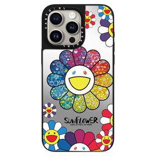 新款村上隆联名太阳花苹果手机壳适用17ProMax全包16pro磨砂15plus日韩14por潮13高级感11防摔磁吸保护套