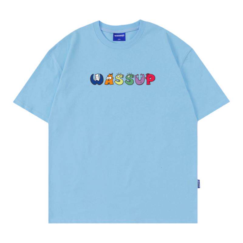 WASSUP卡通字母潮牌短袖T恤