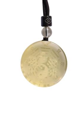 天然黄水晶太极八卦吊坠五行属土喜土本命年圆牌项链挂件饰品礼物