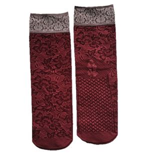 好质量天鹅绒短袜加厚丝袜短款秋冬加绒花纹提花袜子韩国黑色女袜