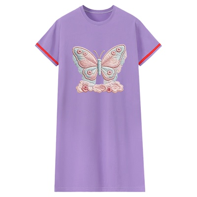 夏季纯棉短袖卡通睡裙可外穿