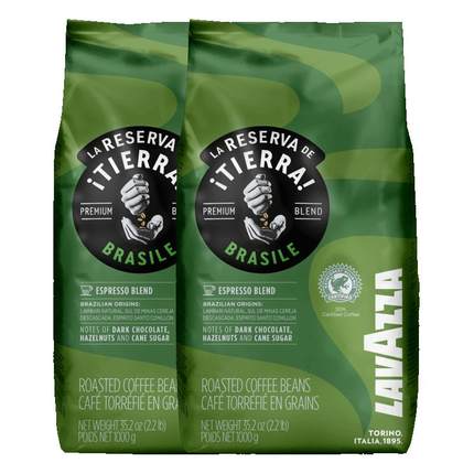 【自营】LAVAZZA拉瓦萨大地巴西拼配咖啡豆意大利进口1KG*2包中烘