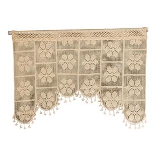 复古钩针布艺半帘短帘美式乡村小窗户窗帘拱形门帘免打孔民宿氛围