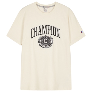 Champion冠军短袖T恤男夏季新款情侣学院风运动上衣刺绣纯棉