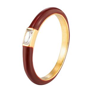 超显白酒红色滴油锆石戒指钛钢电镀18K金钻石指环男女轻奢配饰