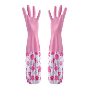 家用洗碗手套加绒洗菜护手洗衣束口宽口手套防水耐用家务手套冬季