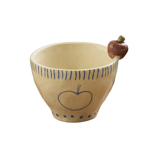 肆月手绘苹果咖啡杯陶瓷拿铁杯设计感小众手握杯拉花杯下午茶杯子