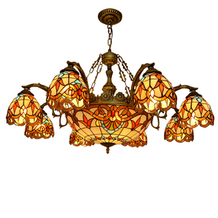 欧美式仿复古客厅灯卧室书房巴洛克风格温馨别墅高档玻璃个性吊灯