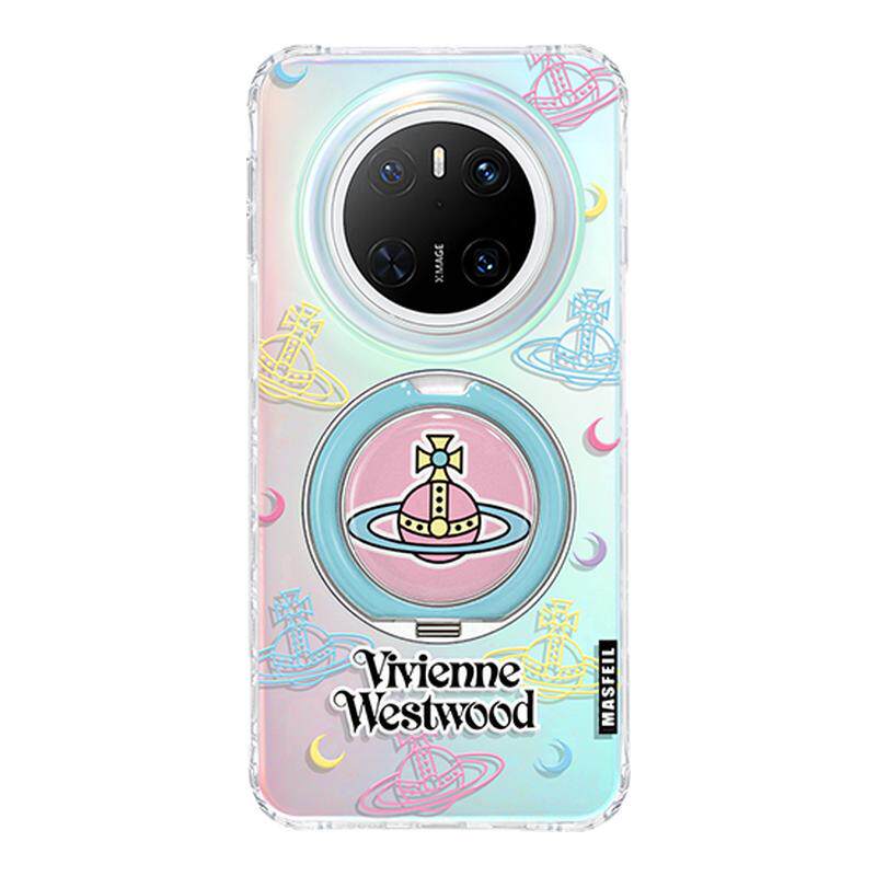ZHIZHE×彩色土星适用华为Mate60Pro手机壳奢华带支架新款mt70por+支点套Lo9高级感mete网红女超薄全包