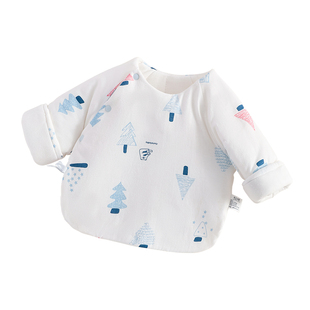 哇哇半背衣初生婴儿秋冬加厚保暖男女宝宝a类上衣冬季夹棉装内衣