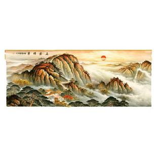 中式晶瓷画泰山日出有山无水画客厅老板办公室招财风水靠山图挂画