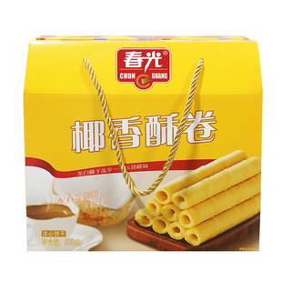 春光食品椰香酥卷500gX2礼盒海南特产新鲜椰子奶夹心蛋卷零食小吃