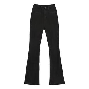 pusumede 摇摆伦巴 复古微喇牛仔裤女高腰显瘦直筒气质休闲喇叭裤