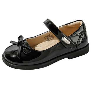 百丽童鞋女童黑皮鞋春季新款小女孩公主鞋学生演出时尚单鞋软底鞋