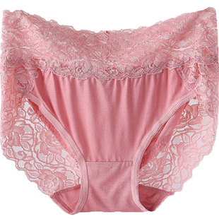 莫代尔蕾丝花边舒适性感女士内裤高腰特大码女三角裤胖mm280斤