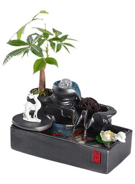 流水生财装饰摆件桌面循环水招财