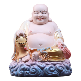 戴玉堂德化陶瓷祥云弥勒家用客厅供奉大肚笑佛弥勒佛佛像坐像摆件